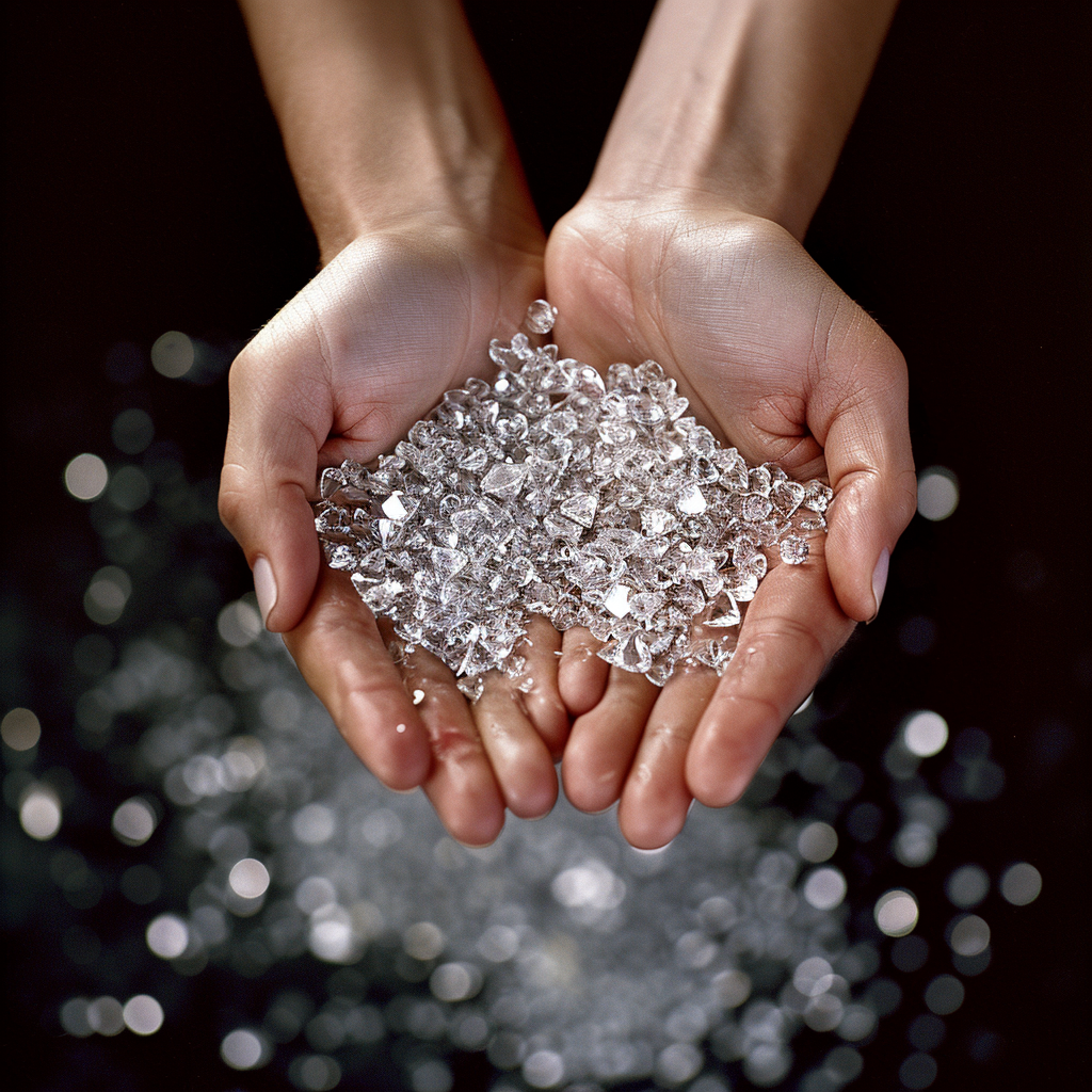 Hand full of Moissanite Gems